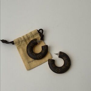 Louis Vuitton Dark Brown Monogram Hoop Earrings